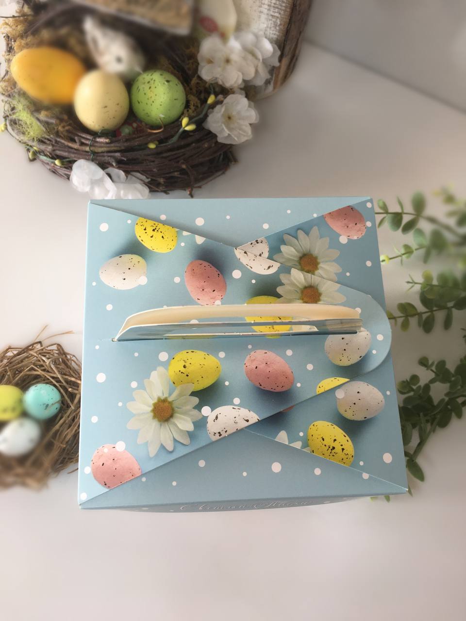 Коробка под кулич с окном "Небесная голубая" — изображение 3